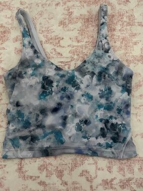 lululemon athletica Blue Gray Floral-Print Tank Top